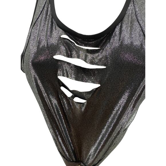 Victoria's Secret Pink Ultimate Unlined Sports Bra Silver Shiny Metallic Large - Picture 2 of 6